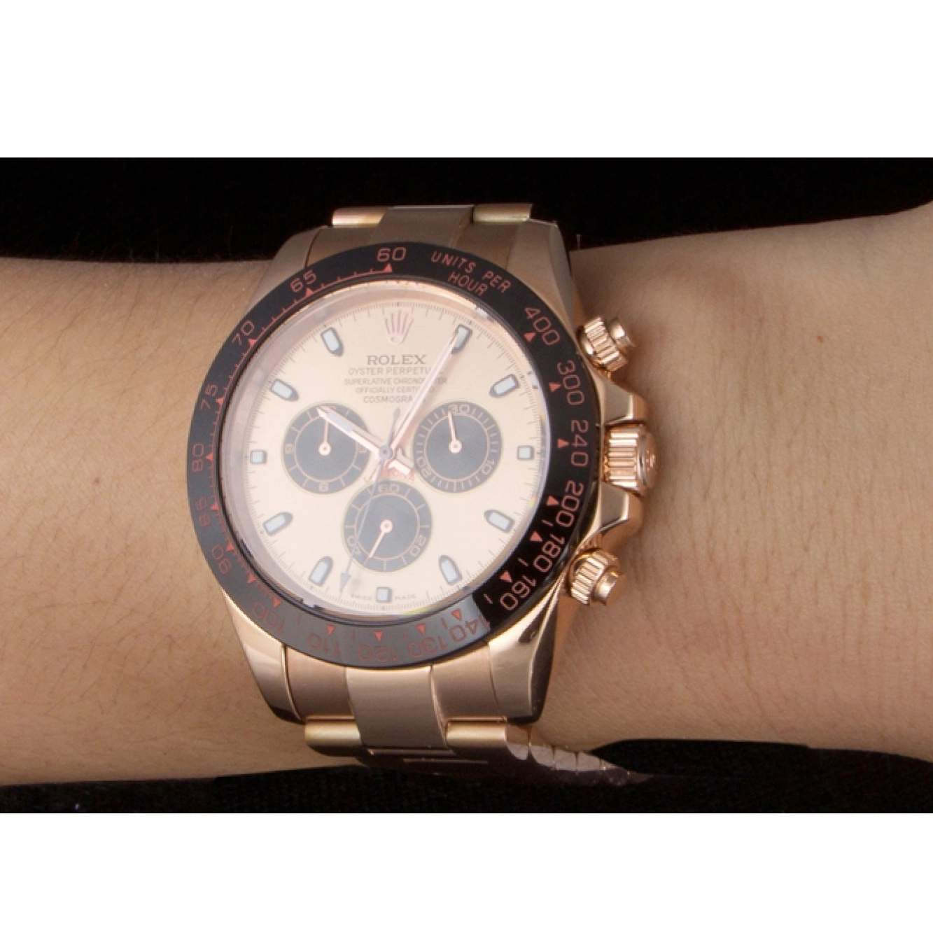 MiroTime 0704 Rolex Daytona Ion Plated Tachymeter Rose Gold Strap Rose Gold Dial 80244